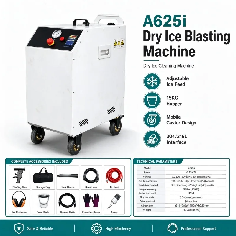 Heavy Duty Dry Ice Blasting Equipment for Ship Hull Metal Surface Cleaning Industrial Dry Ice Blaster Machine CO2 Cleaner