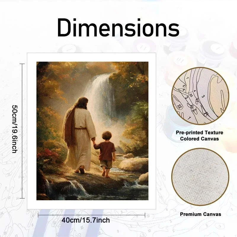 DIY Digital Oil Painting Paint By Numbers Jesus Christ Pattern Canvas Hand Painted Artwork for Home Decoration Festival Gift