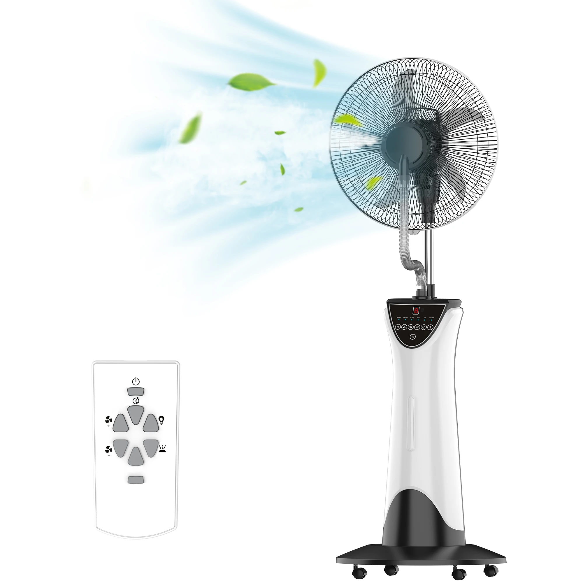 

Luxury 16-Inch Stand Fans AC DC High Energy 3 Speeds Quiet Electronic Oscillating Cooling Mist Spray Outdoor Household Garage