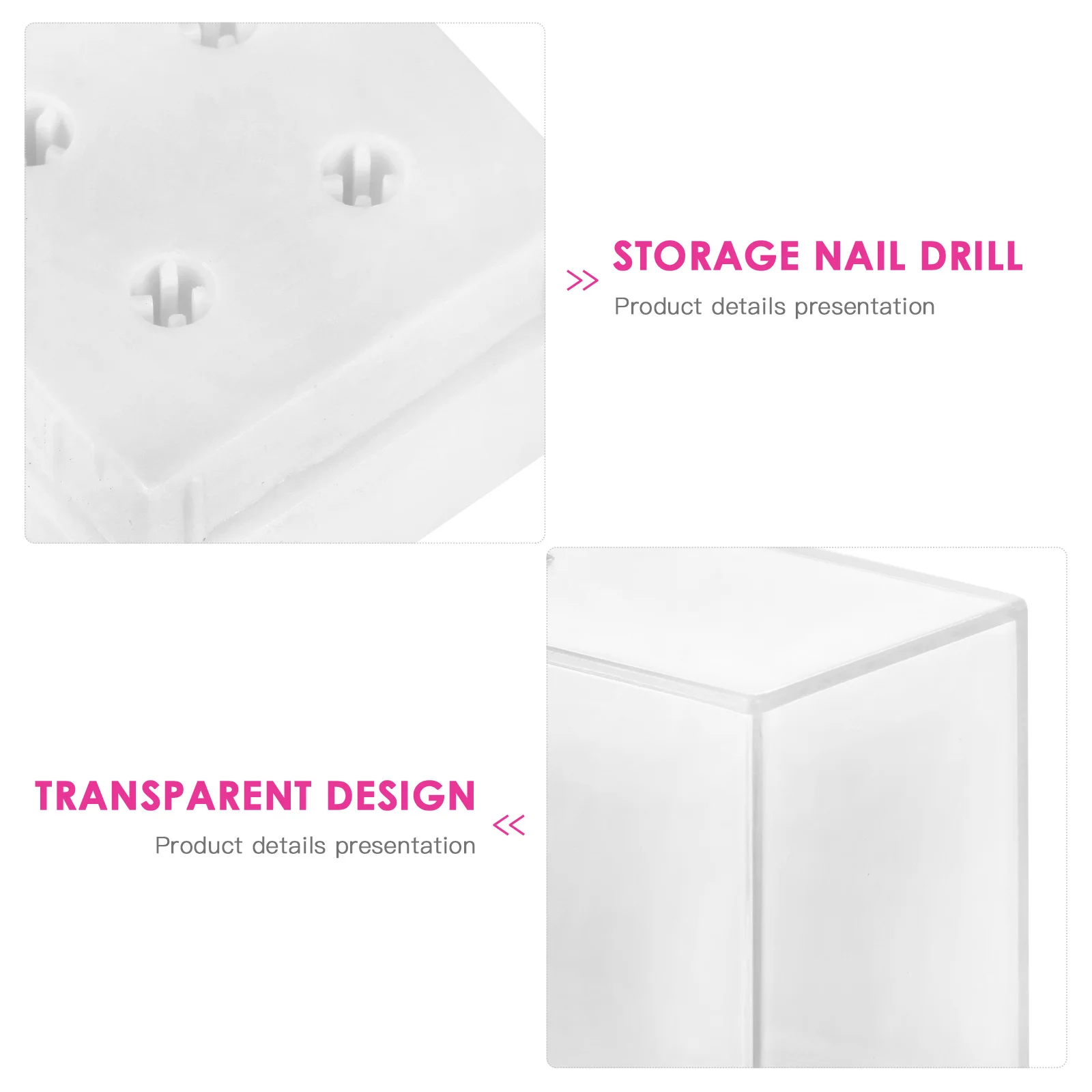 

2pcs Grinding Head Storage Box Transparent Drill Bit Holder Organizer Case for Salon Home Practice DIY Nail Art School Nail