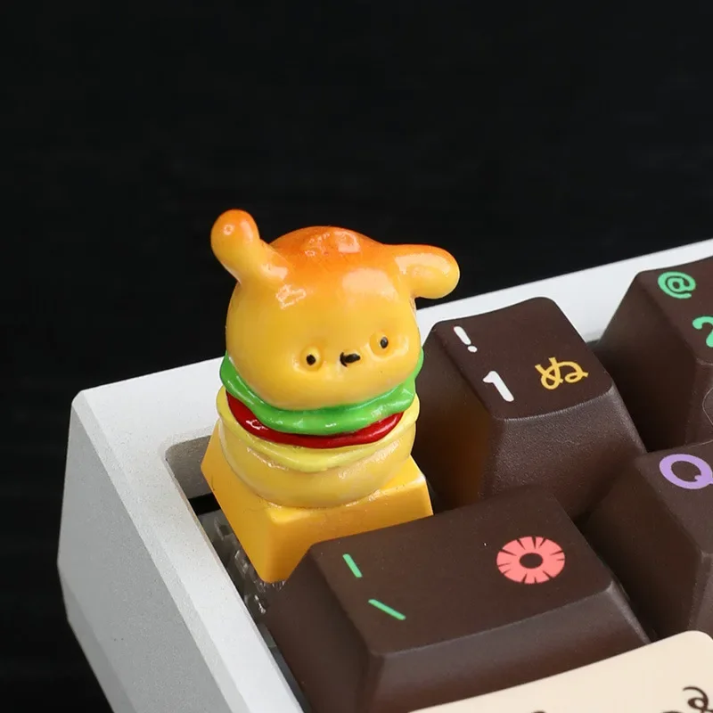 GEFENSI Original Design Single Keycap Cute Little Dog Burger Personalized Keycap Suitable For Mechanical Keyboard