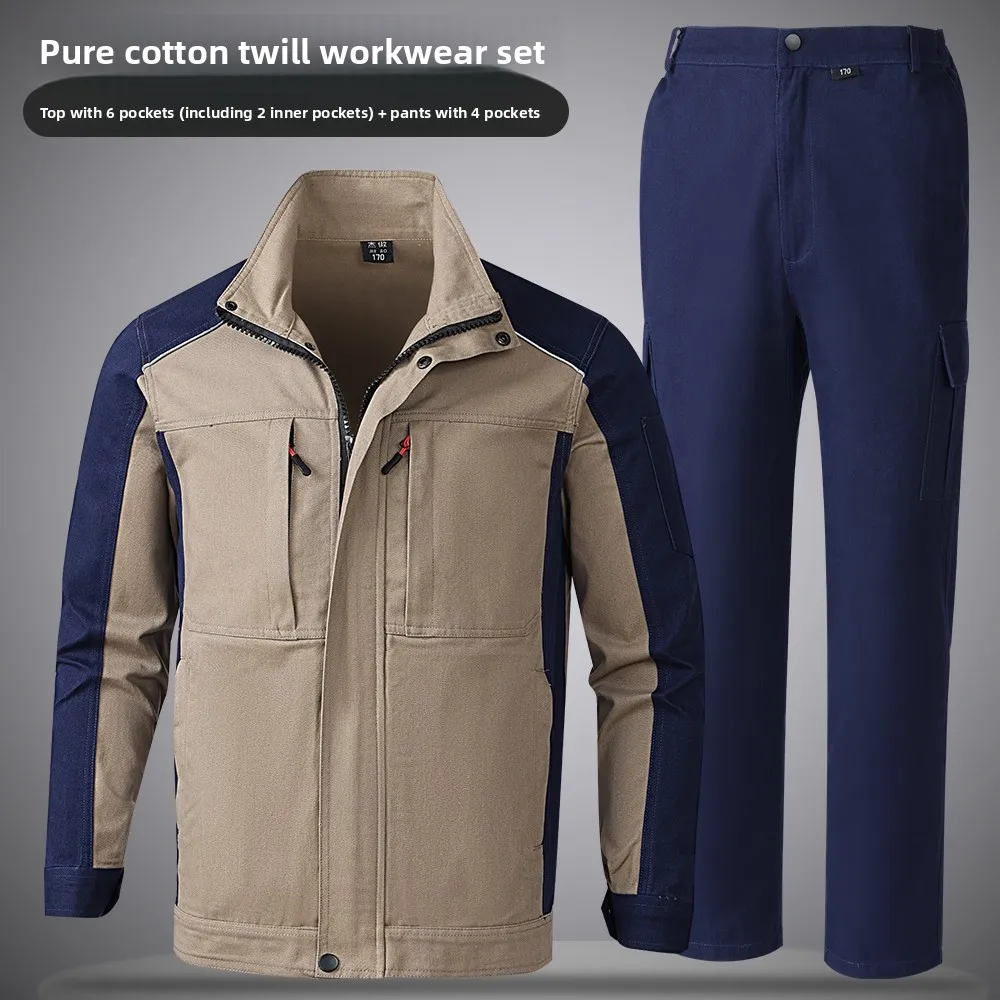 

Утолщенный рабочий костюм из чистого хлопка для сварщиков, мужской, весна-осень, с защитой от ожогов, износостойкий, рабочая форма, верхняя одежда