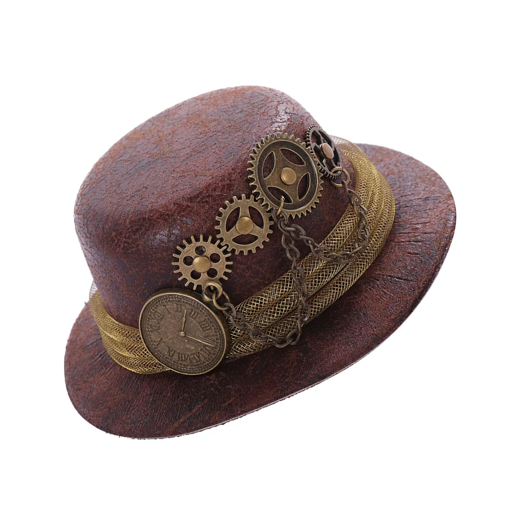 

Punk Mini Hat Gothic Steampunk Vintage Headband Accessories Women Halloween Cosplay Party Decorations Gear Chain Style Festive