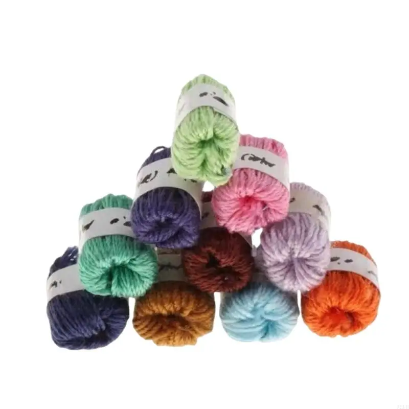 Pack Of 10 Colorful Miniature Yarn Balls Cotton Knit Ball For Doll House Decoration Scene Display Props For Kids Craft A2UB