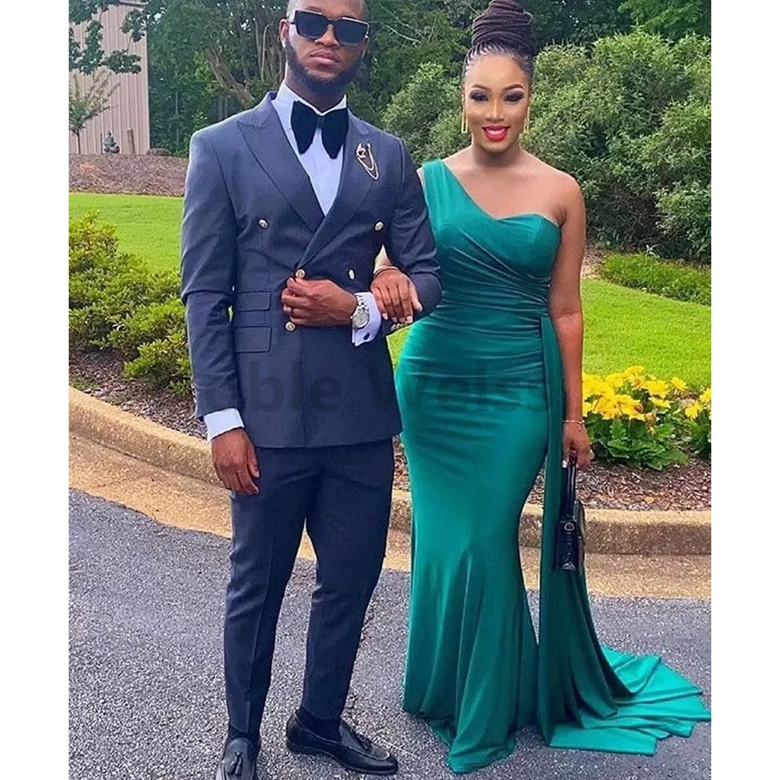 Elegant One Shoulder Bridesmaid Dresses Mermaid Satin Long Trumpet Formal Evening Gowns Customize