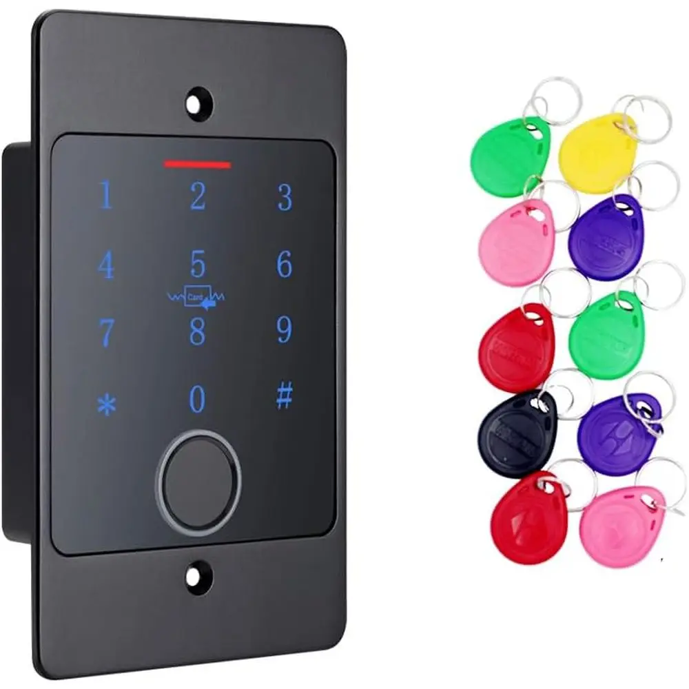

Wii Tuya App Embedded Metal Stand-ne Door Keypad,RID AccControl System,13.56Mhz M Card Reader IP68 Waterproo,with 10pcs ID Keyob