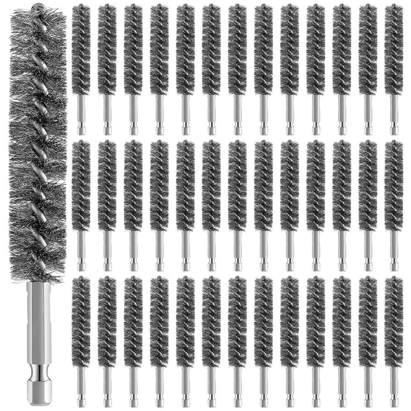 DTA5 40 Pcs Bristles Wire Brush Power Drill Cleaning, Stainless Steel Abrasive Spiral Brushes for Rust Removal Cleaning