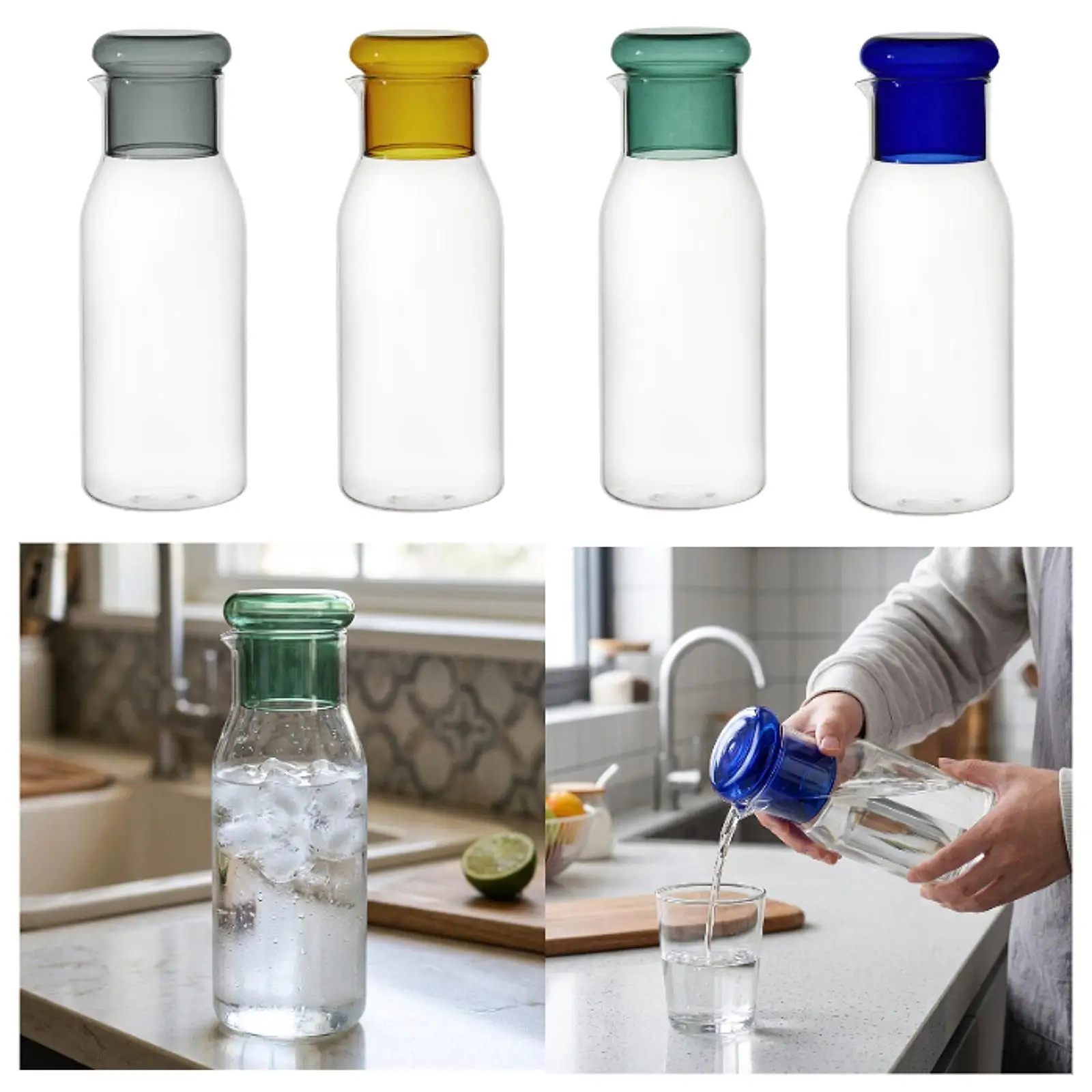 Premium Borosilicate Glass Pitcher Clear Water Jug with Spout Large Iced Tea Lemonade Carafe for Fridge Entertaining