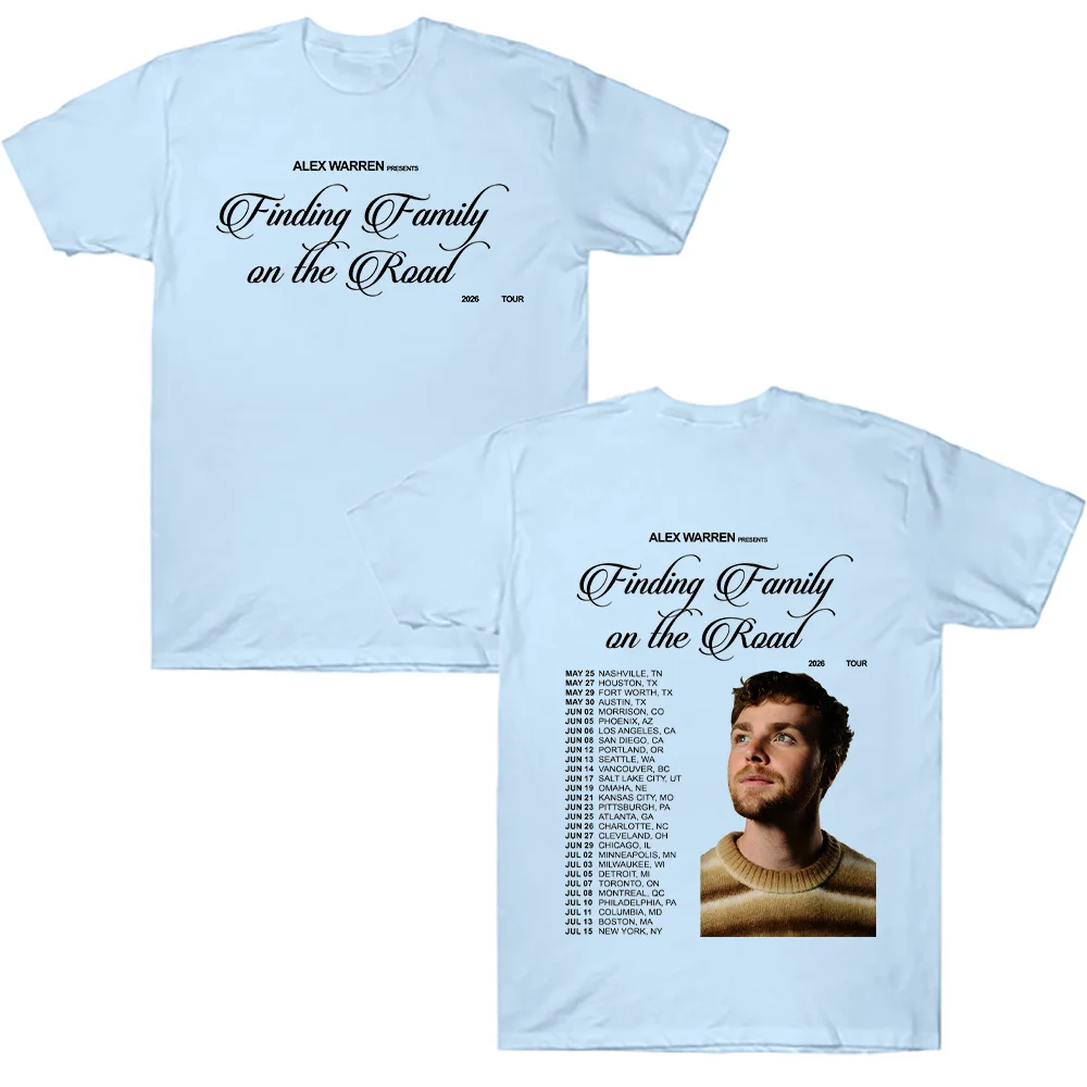 أليكس وارن العثور على الأسرة على الطريق 2026 جولة تي شيرت قصير الأكمام القطن تيز Comfor الصيف النساء الرجال الملابس جودة عالية