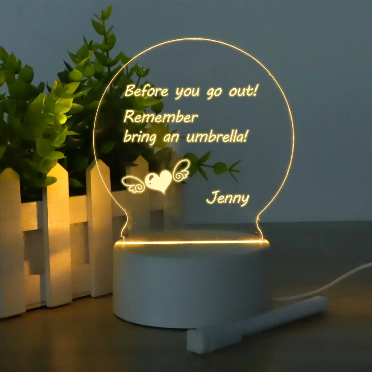 Slideshow-LED Luminous Bulletin Board with Pen, 3D, Decoração para o lar, Acrílico, Ambient Night Light, Regravável Message Board, Kids' Gift