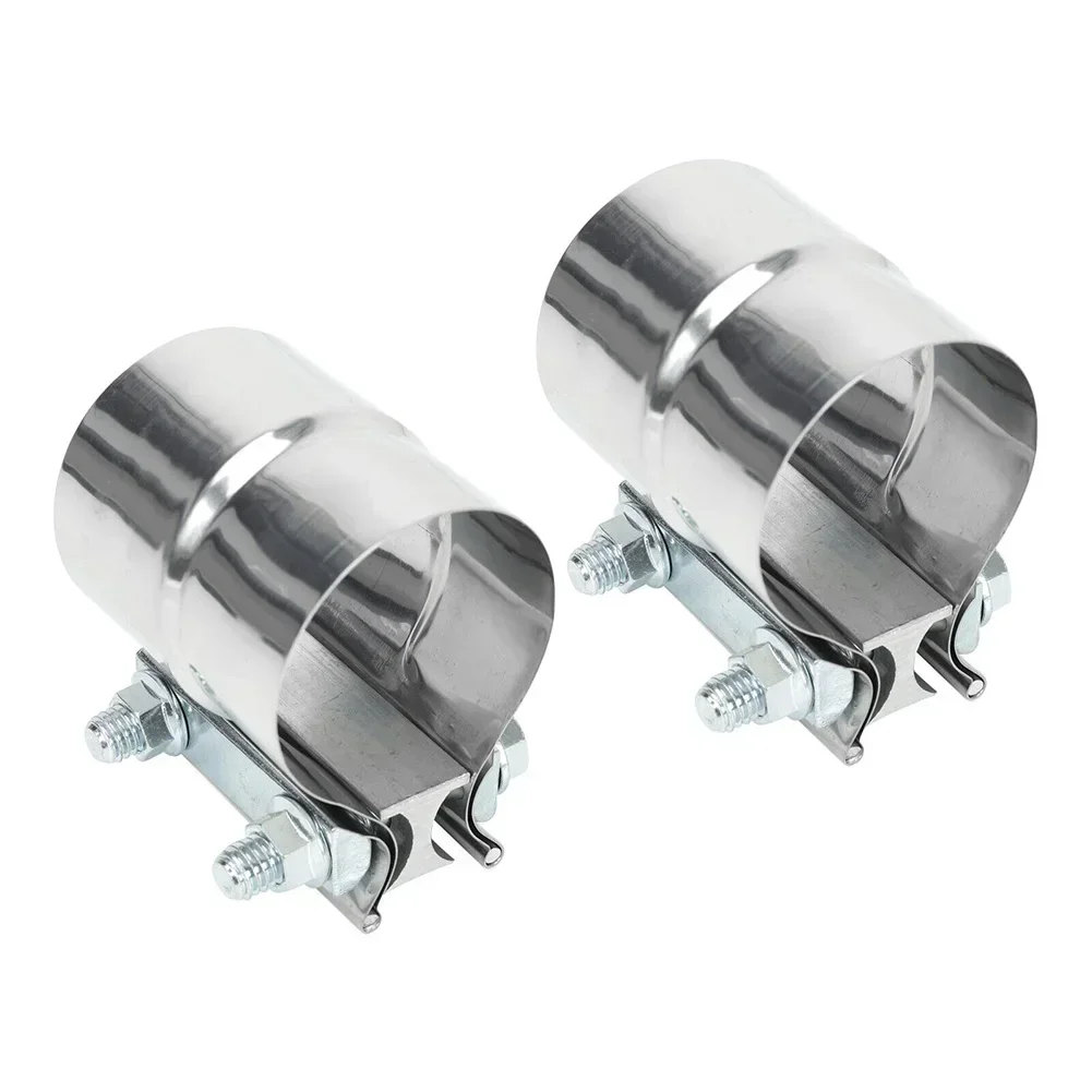 스테인레스 스틸 랩 조인트 밴드, 배기 클램프 슬리브 커플러, 머플러 파이프용 조절 가능, 자동차 액세서리, 2.5 인치, 2 개