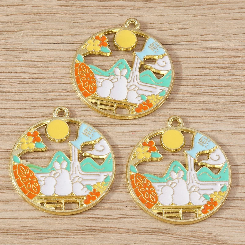 10 Stück Mix Cartoon Tier Kaninchen Charms Emaille Mid-Autumn Festival Charms Anhänger für Schmuckherstellung DIY Ohrringe Halsketten Geschenk – Detail 10