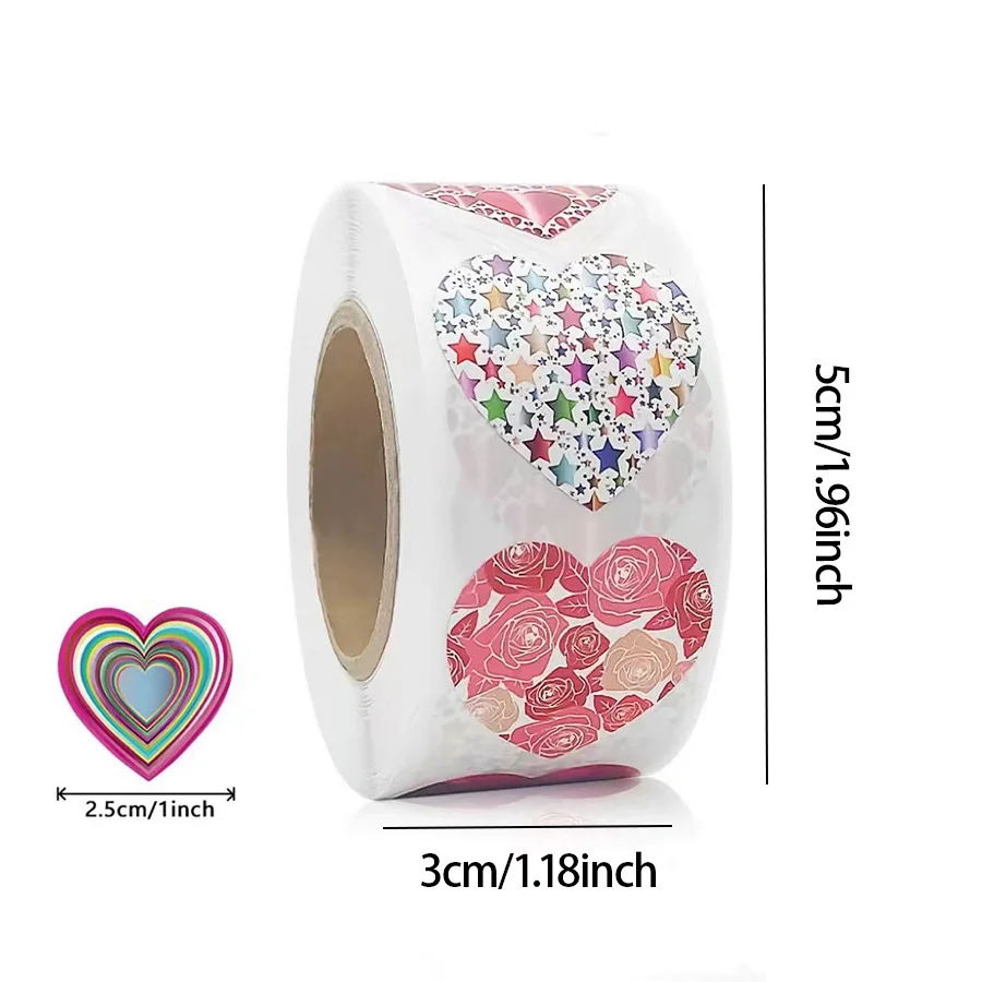 500/1000pcs 1inch Red Heart Stickers for Valentine's Day Baking Packaging Sticker Envelope Seals Love Decorative Sticker
