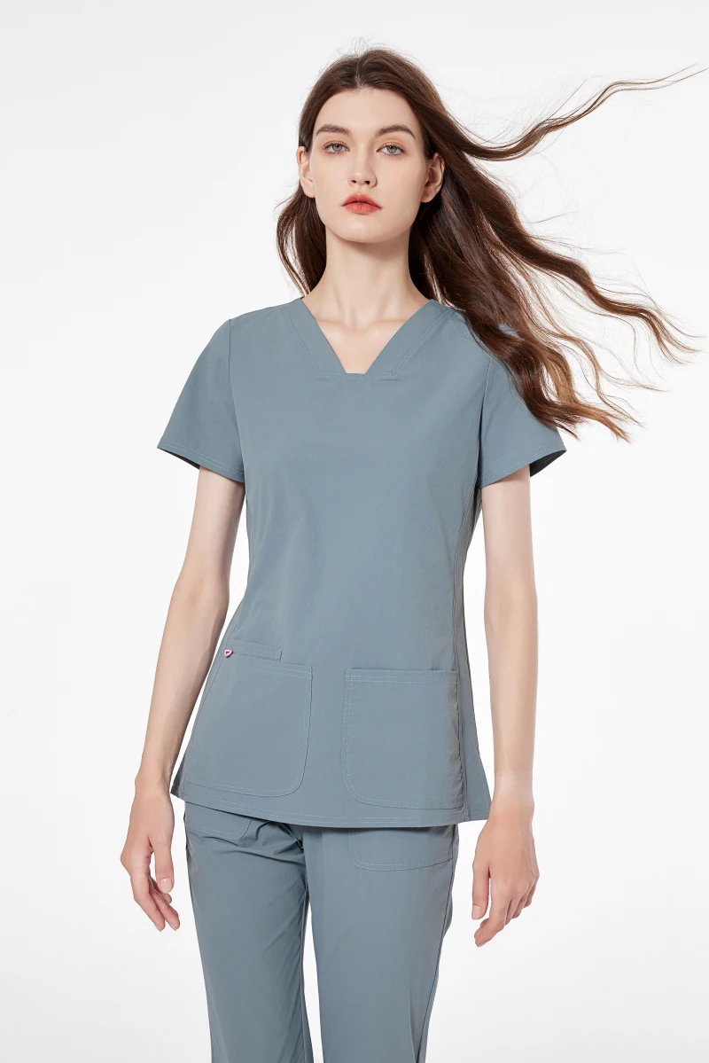 Uniforme de trabajo para clínica Dental, conjunto de ropa de verano para enfermera con pantalón de campana, novedad de 2023