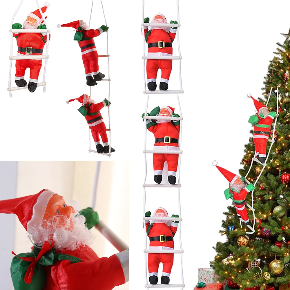 Christmas Decoration Santa Claus Climbing Ladder Ornament for Xmas Tree Home Decoration Hanging Doll Navidad New Year Gift Favor