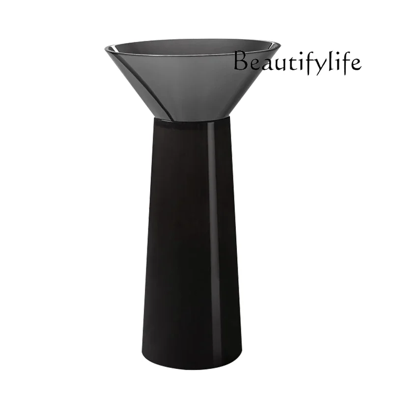 X36 Color Transparent Resin Artificial Stone Column Basin Hotel Household Floor Crystal Hand Wash Basin