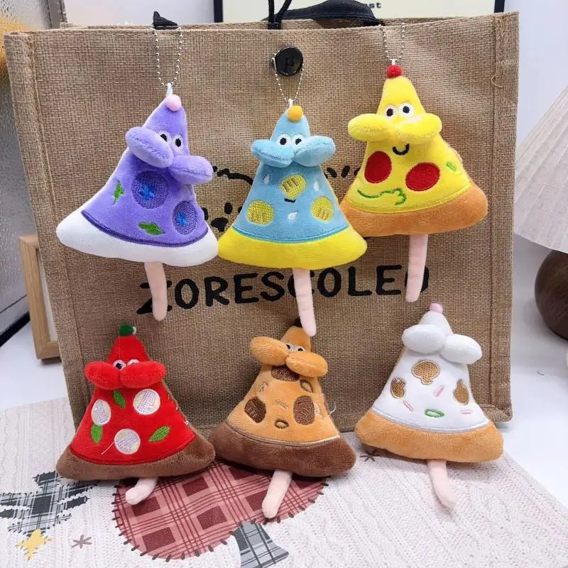 Cute Pizza Mouse Plush Keychain Creative Food Plushie Doll Bag Pendant Funny Rat Stuffed Toy For Friends Birthday Gift Kawaii