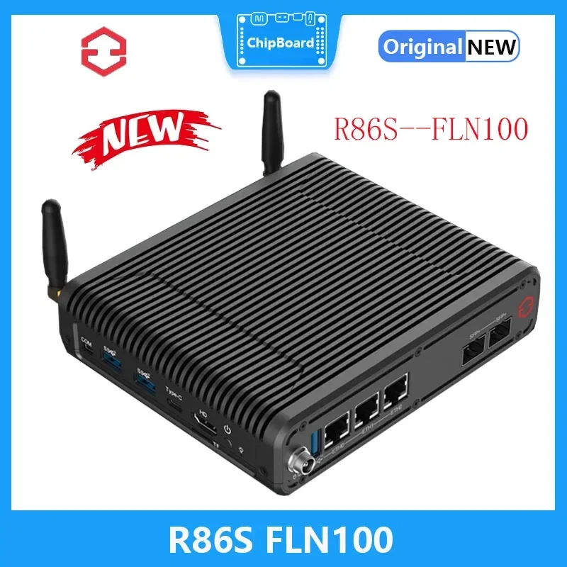 R86S FLN100 Fanless 12th Generation Processor Dual 10G and 3 2.5G Multi Port 10G R86S Mini Hosts