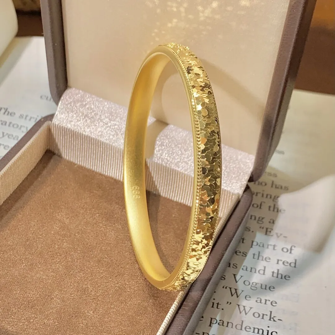 

Luxury 24K 9999 Pure Gold real gold Women's Ice Fragment Ring Bracelet