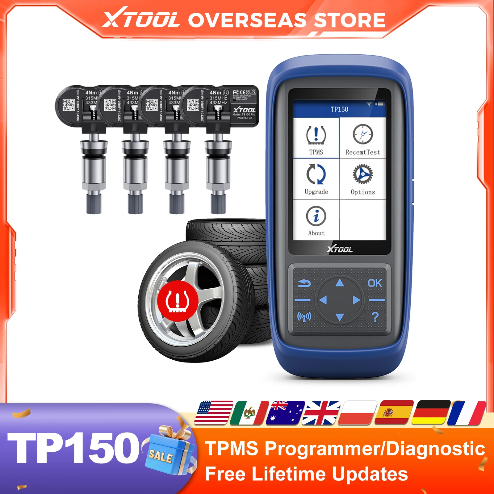 

XTOOL TP150 WIFI TPMS инструмент для программирования 315/433 МГц датчики активация шин программирование обучение чтение OBD2 диагностический сканер