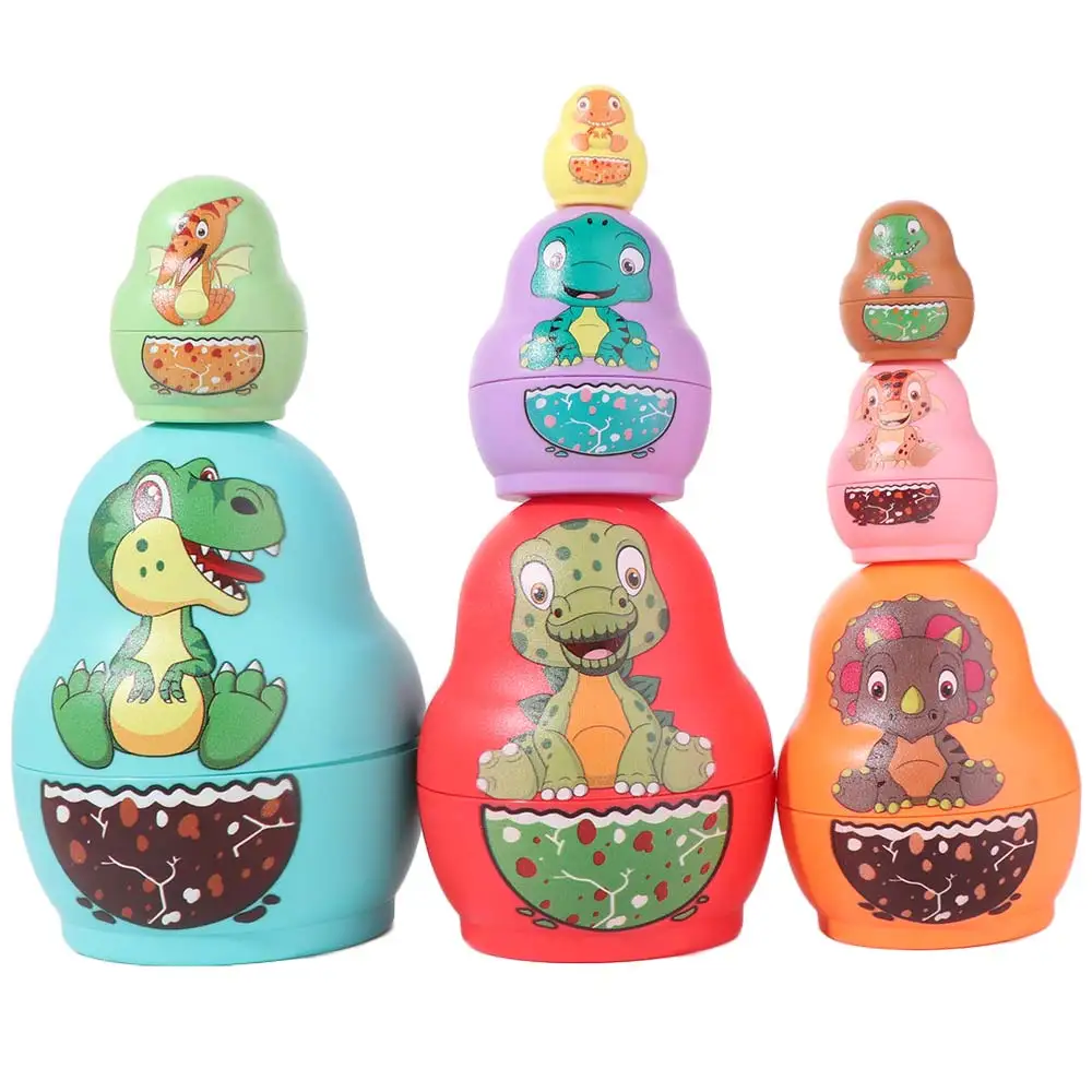 

6 Layer Dinosaur Russian Nesting Animals Pattern 8 Layer Stacking Nesting Cartoon Handmade Stacking Cups Gams Boy