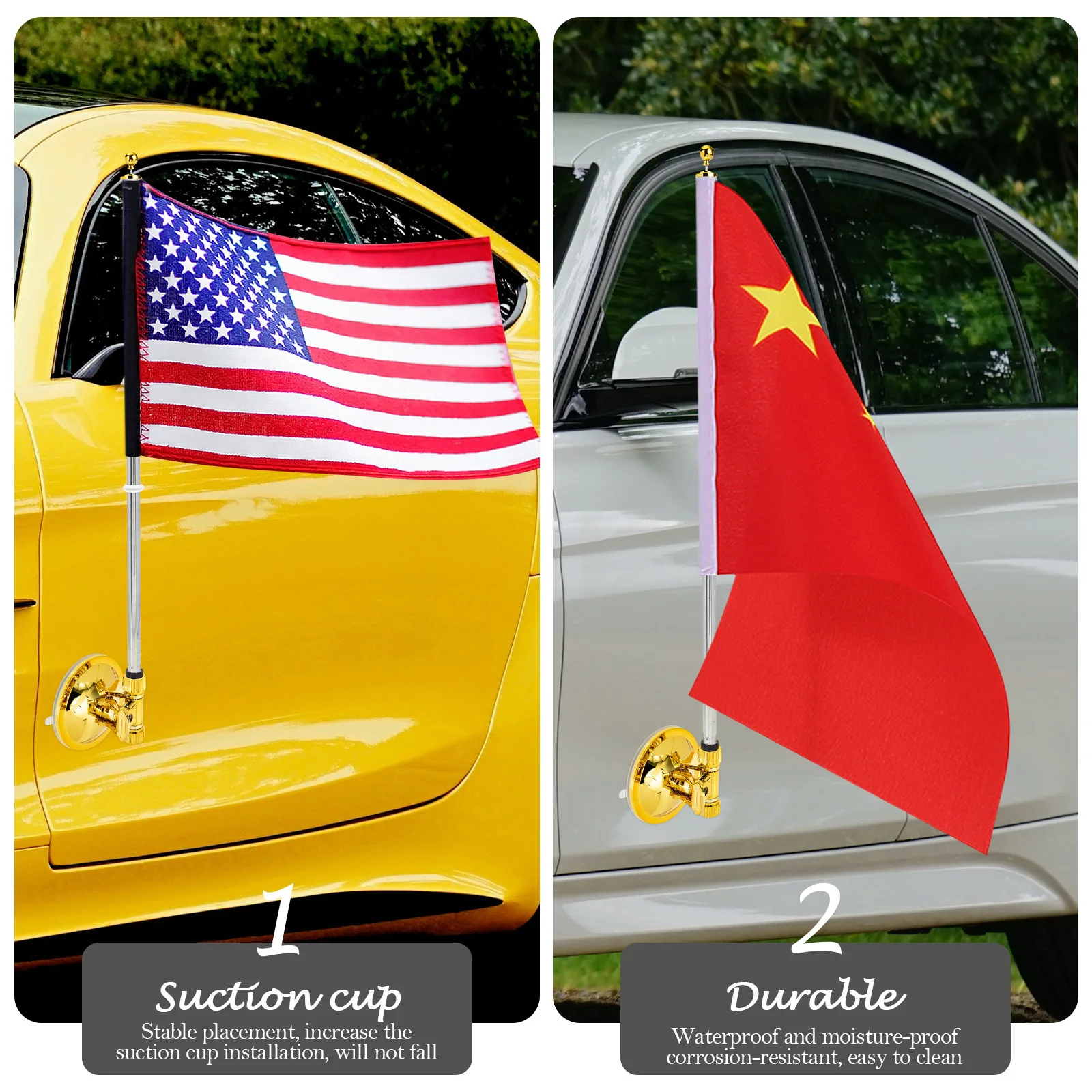 

Suction Cup Flag Holder for Car Heavy Duty Universal Mount for Vehicle Window Easy Install Needed Flagpole Display