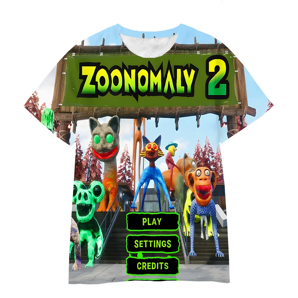 2024 Summer Kids Cartoon Tops Tees 3D Printed Zoonomaly T-shirt Children Cartoon Short Sleeve Clothing Boys Girls Streetwear