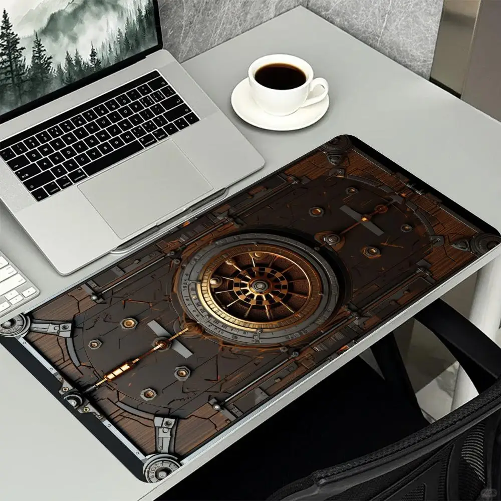 Vintage Pirate Ship Wheel Nautical Art Non‑Slip Rubber Large Mouse Pad Keyboard Mat For Gaming And Daily Desktop Activities