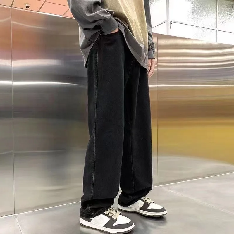 2025 الربيع/الصيف الأمريكية مستقيم الساق ليوسيل الجينز الرجال الموضة تنوعا فضفاض بنطال رفيع الرجال غسلها الرجعية الجينز الأزرق #6