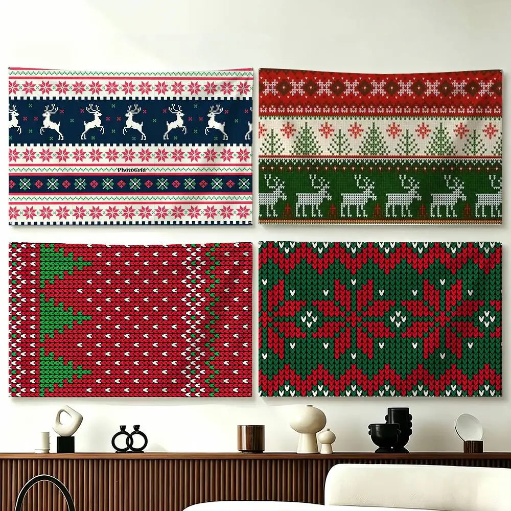 Christmas Elk Party Flags Wall Hanging Tapestry Outdoor Garage Room Decorative flag Background Blanket