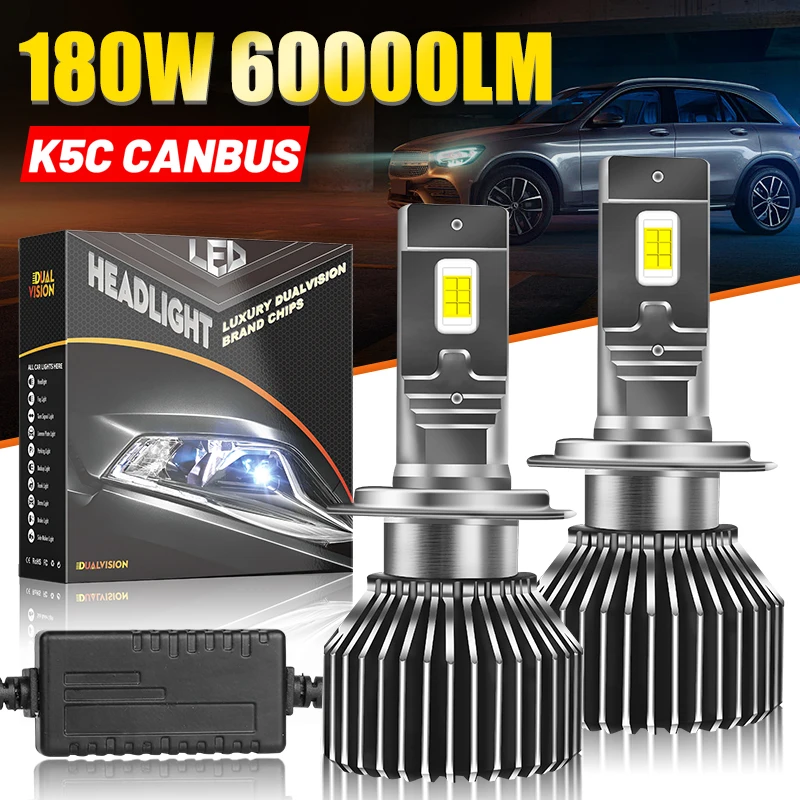 

Dualvision H4 H7 LED Canbus H11 H1 9005 HB3 9006 HB4 9012 Светодиодная фара 180 Вт Высокая мощность 60000LM Белая 6000K Автомобильная лампа для фар