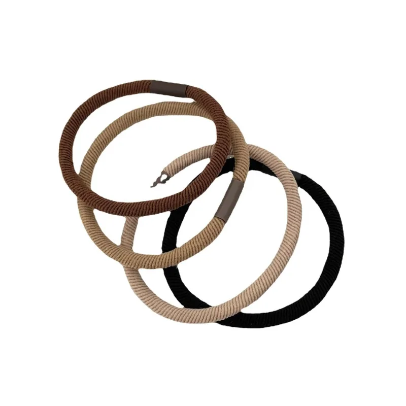 1pc Brown Color Twill Elastic Rubber Hair Bands Korean Simple Versatile Hair Rope Stretch Women Ponytail Holder Hair Ties