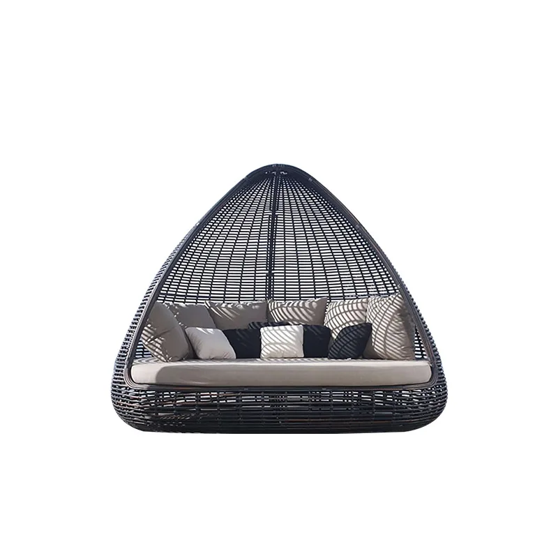 Custom bed day rattan outdoor courtyard furniture wicker chaise longue