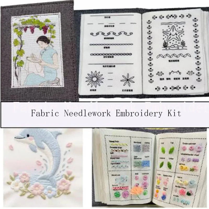 Learn 100+ Stitches Hand Embroidery Kit DIY Material Pack Fabric Needlework Beginner to Advanced
