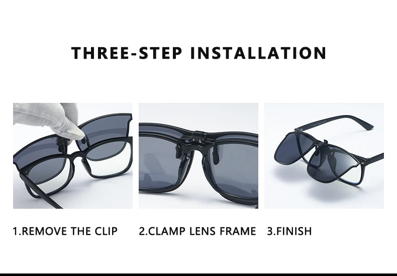 Polarisierte Clip Auf Sonnenbrille Männer Auto Fahrer Brille Nachtsicht Gläser Anti Glare Vintage Quadratische Gläser Oculos – Detail 6