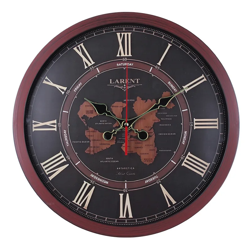 

Wood grain wall clock retro style living room clock silent