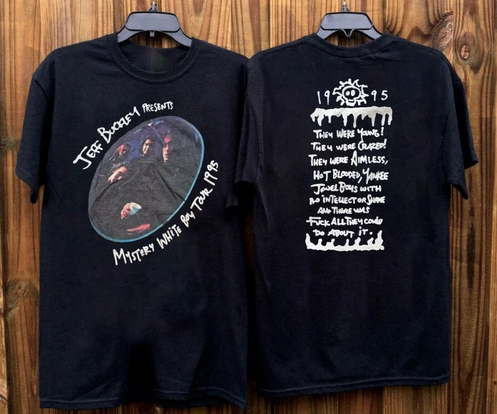 1995 Jeff Buckley Tour Retro-Baumwoll-T-Shirt, schwarz, doppelseitiger Druck, lockere Passform, lässige Streetwear-Grafik-T-Shirts für Paare