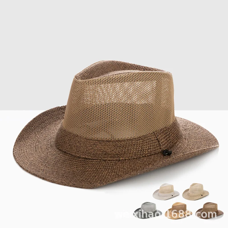 Straw Hat Men's Spring and Summer Outdoor Breathable Sun Hat Casual Sun-Proof Hat