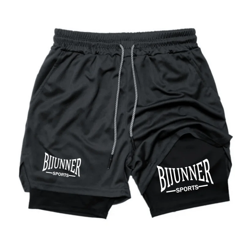 Koşu 2'si 1 Arada Çift Katmanlı Spor Şort Rahat Spor Salonu Egzersiz Sıkı Şort Marka Jogger Örgü Çabuk Kuruyan Spor Yaz