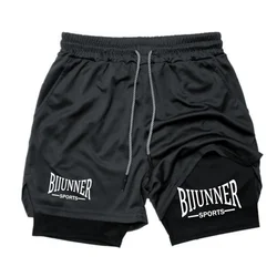 Running 2 in 1 Double Layer Sports Shorts Casual Gym Workout Tight Shorts Brand Jogger Mesh Quick Drying Sportswear Summer