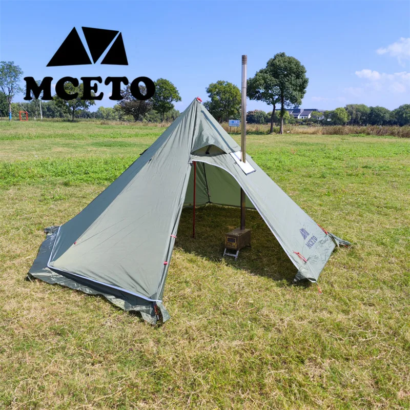 1-2 Person Ultralight Pyramid Tent Outdoor Camping Tent With Chimney Hole Hiking Backpacking Teepee Tent Bird Watching Cooking