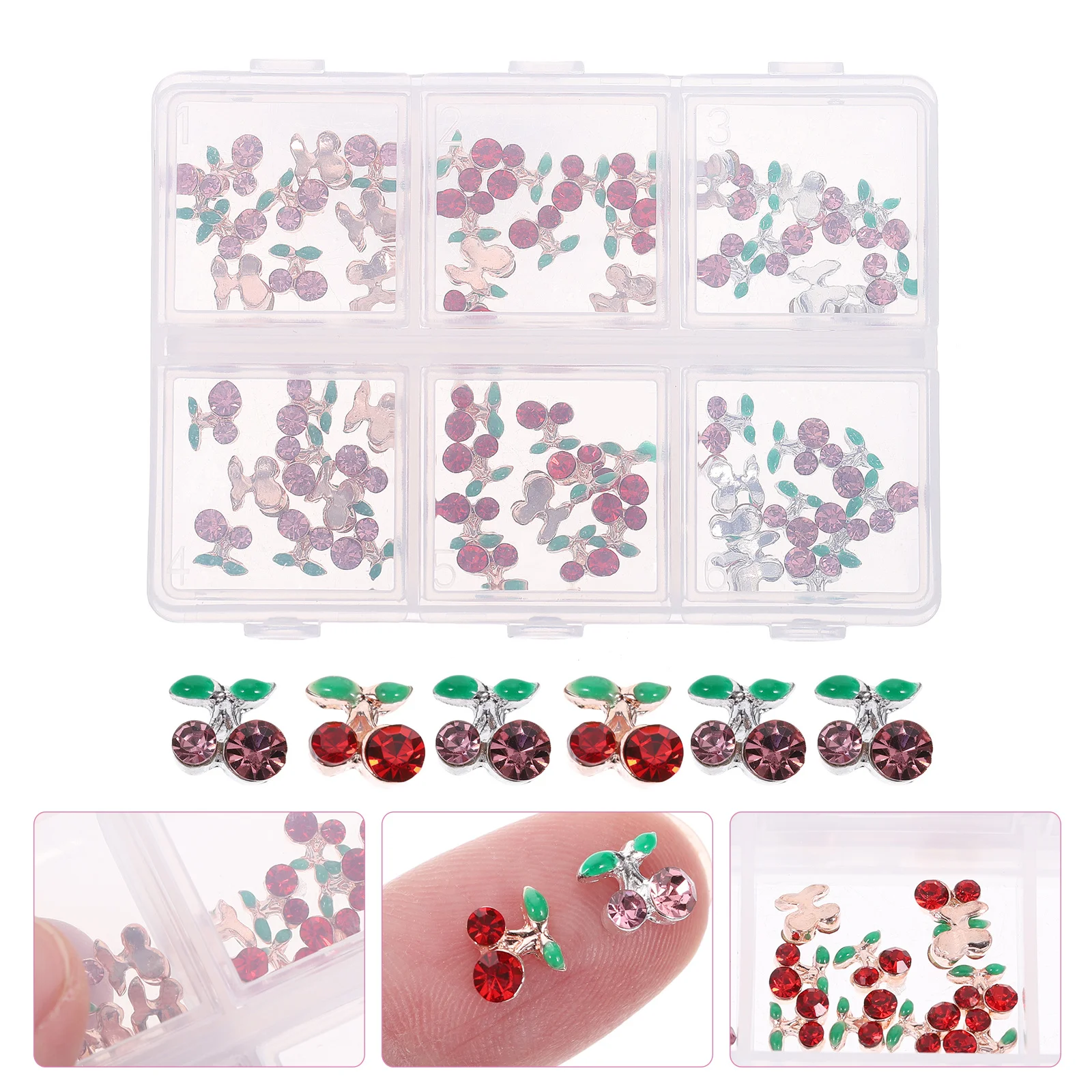 

60pcs Water Drill Nail Art Charms Cherry Rhinestones For Diy Craft Scrapbook Phone Case Jewelry Women Nail Supplies