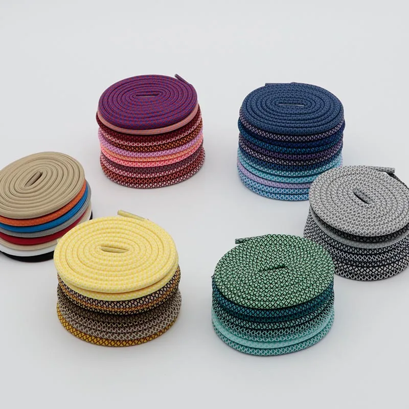 Weiou Laces Hiking Two Tone Rope Mixed Color Sweatshirt Replacement Shoelaces Polyester Sport Shoe Strings Round Ropelaces Boots