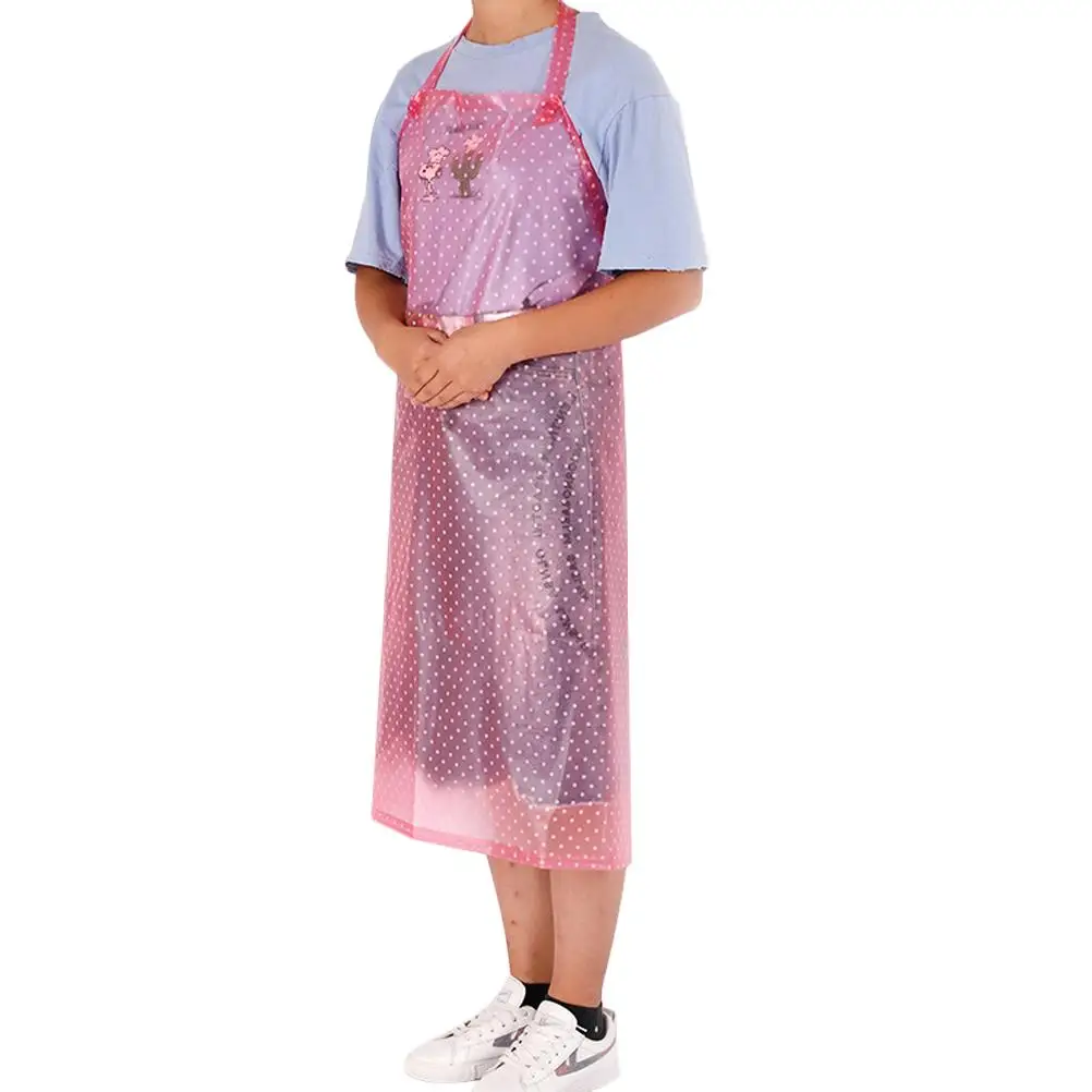 

1pc Oil-proof Apron Sleeveless Waterproof Save-all Transparent PVC Apron Cooking Supply Pink