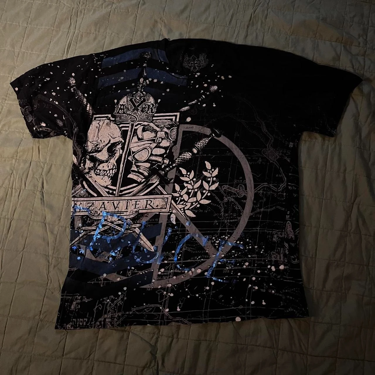 

2000s XAR Shirt Skull Print Fashion Graphic Top Street Style Loose Clothing