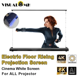 Écran de Projection Électrique Amélioré, 72-150 Pouces, Blanc, 4K/8K, pour Tous les Cortors