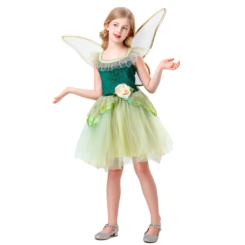 Girls Princess Tutu Dress Stage Show Suit Cosplay Anime Forest Flower Fairy Children Dress Wings