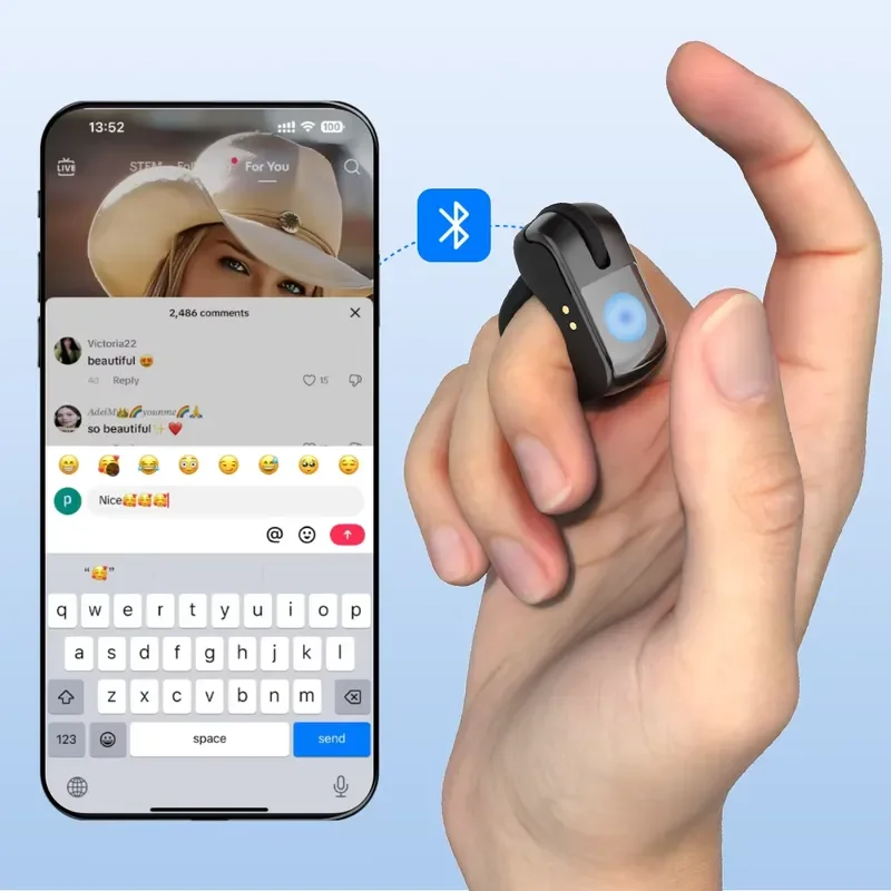 Designed for content creators, presenters, and tech enthusiasts, this Smart Ring Mouse Remote eliminates the need for bulky