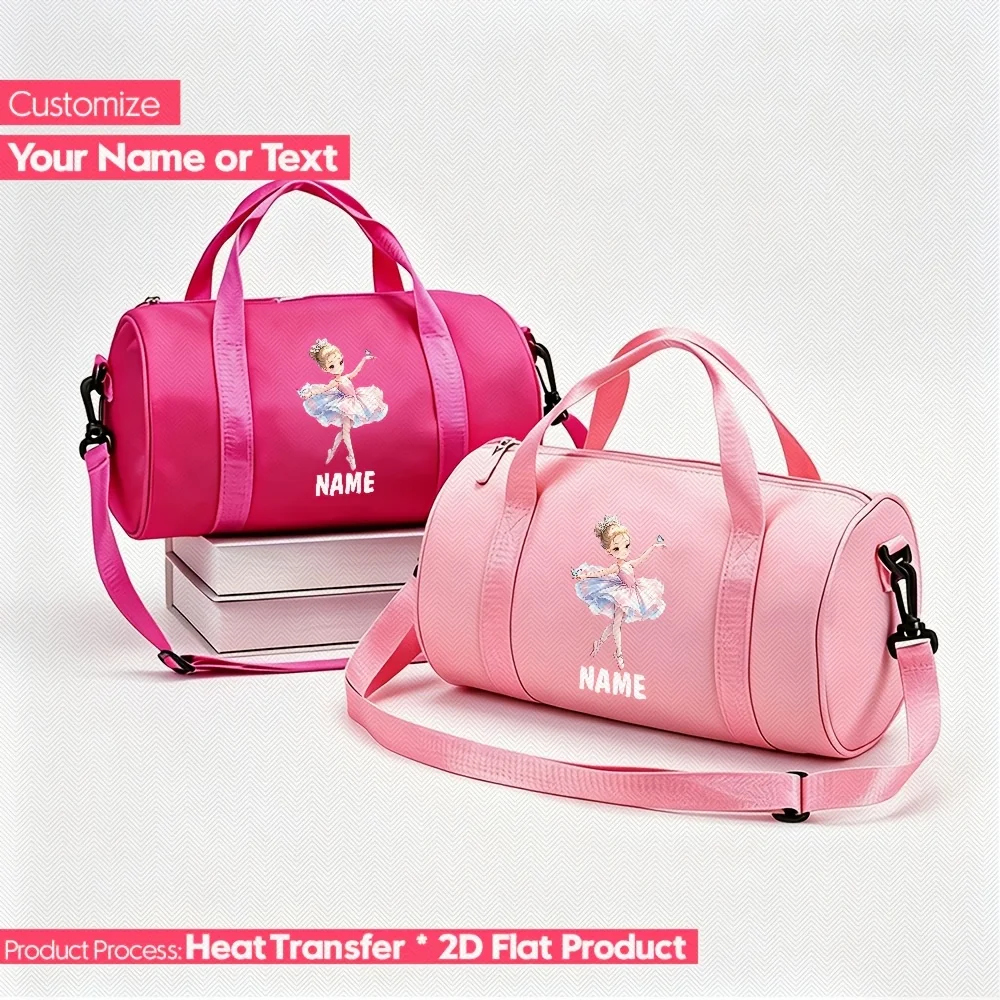 Personalized Custom Name Ballerina Duffel Bag Suitable for Gym, Dance, Travel - Preppy Bag with Ballerina Print