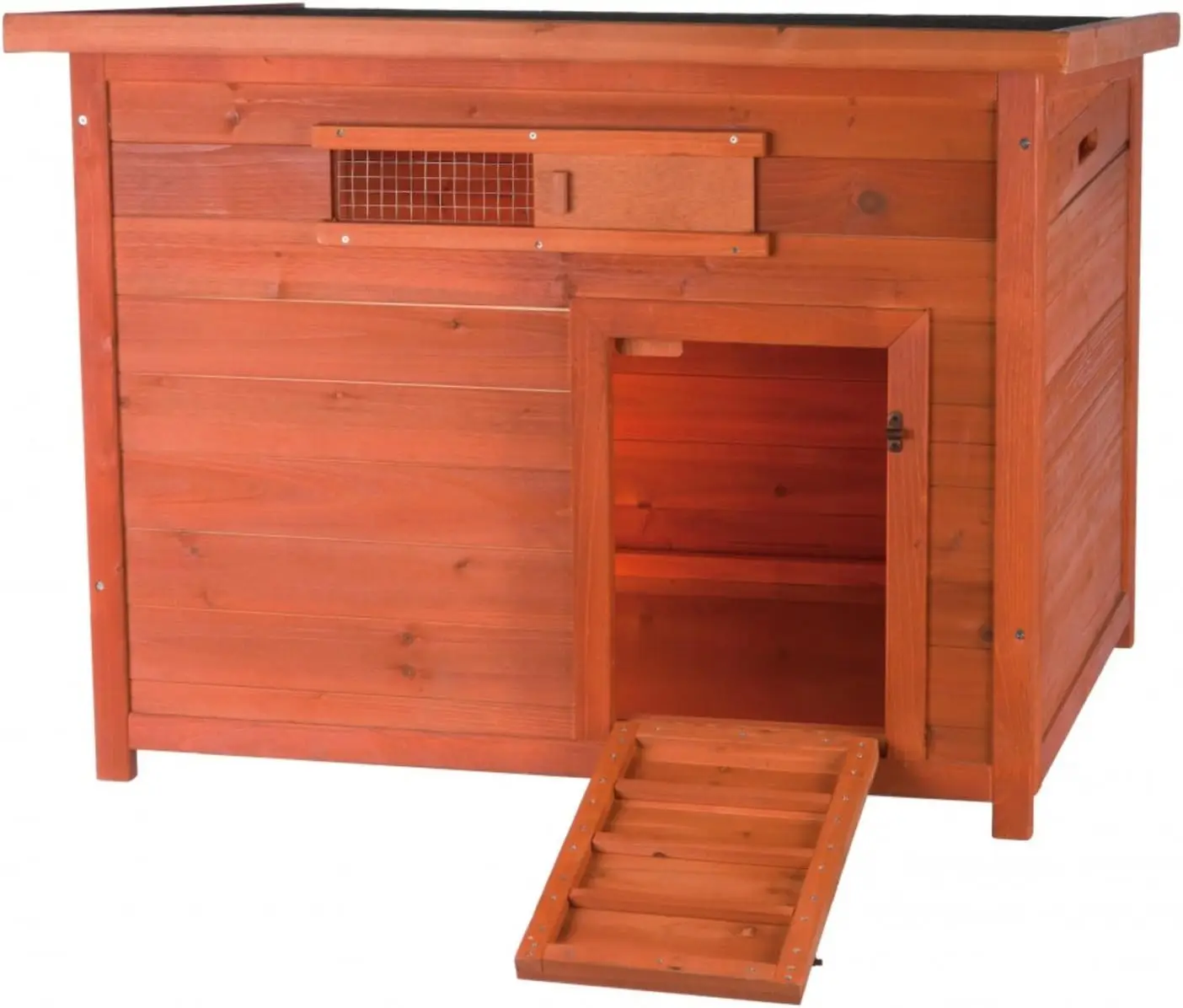 

Natura Duck Coop с рампами, выдвижная ванна, навесная крыша, коричневый, 36x30x27